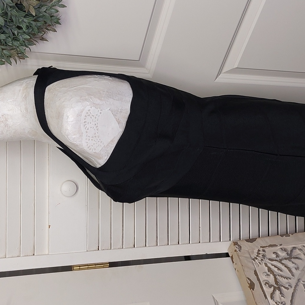 Alex & Eve Black Bodycon Bandage Dress Size 10 - Picture 7 of 10